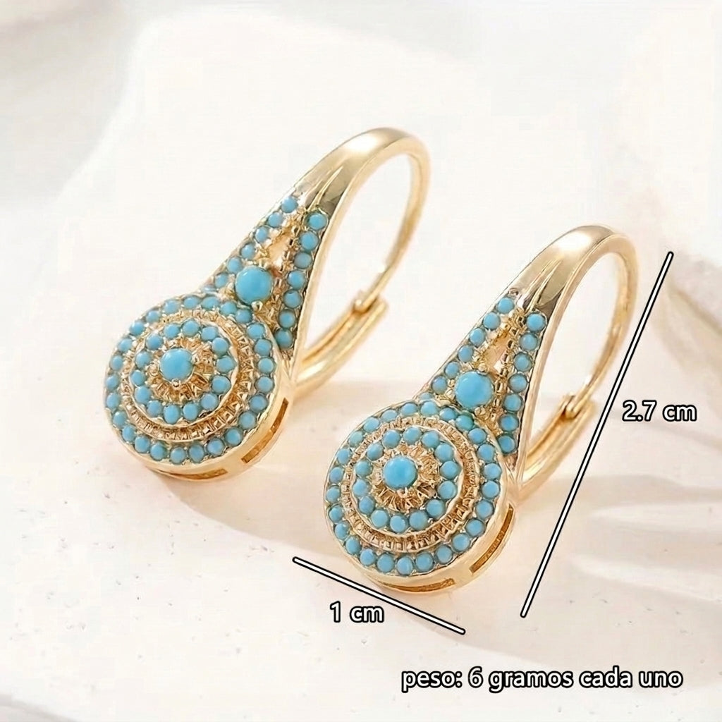 Pendientes de flores turquesa