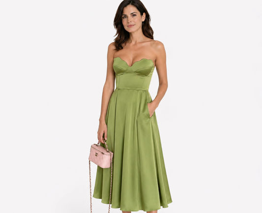 Claudia™ | Vestido midi elegante sin tirantes