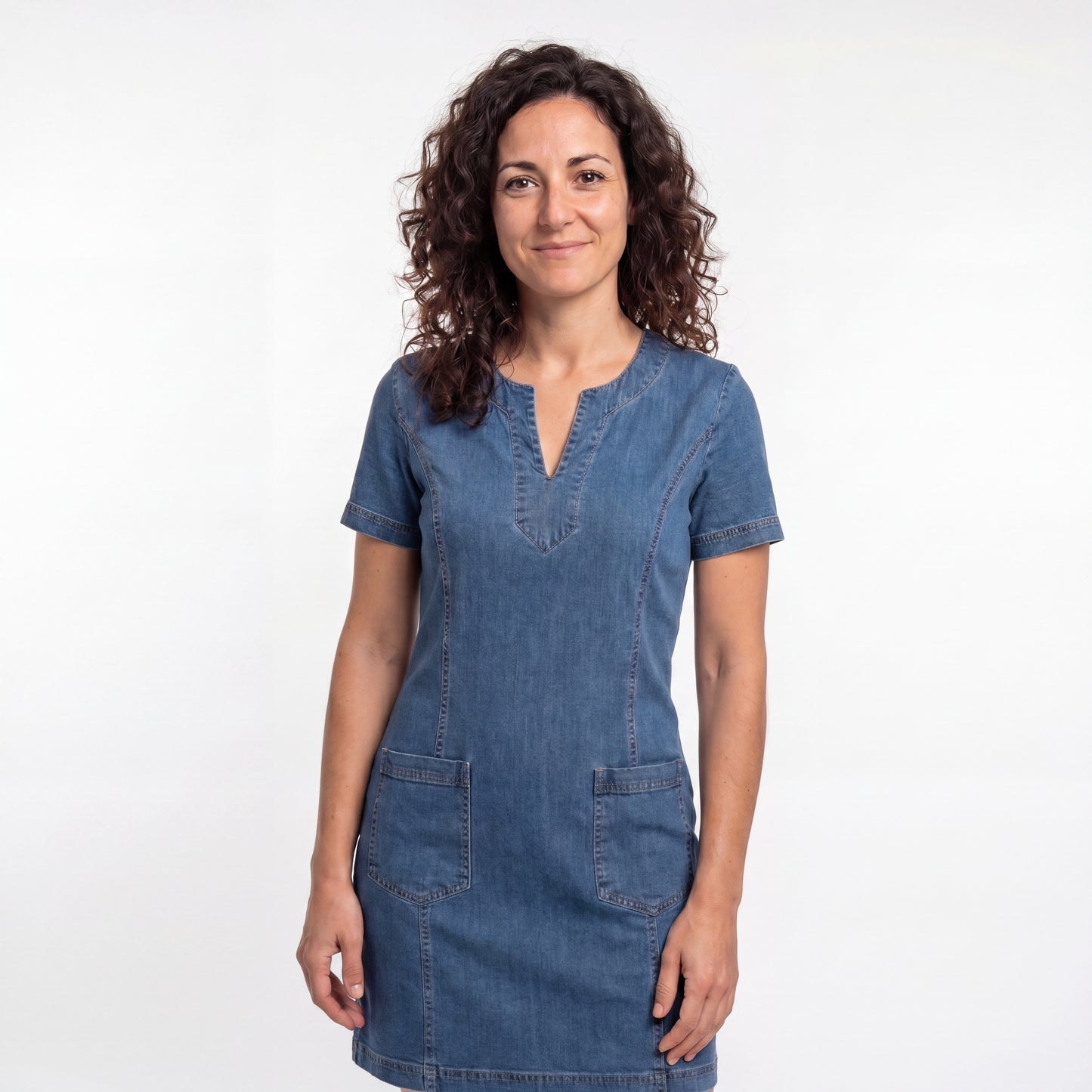 Julia | Vestido de denim suave con bolsillos delanteros