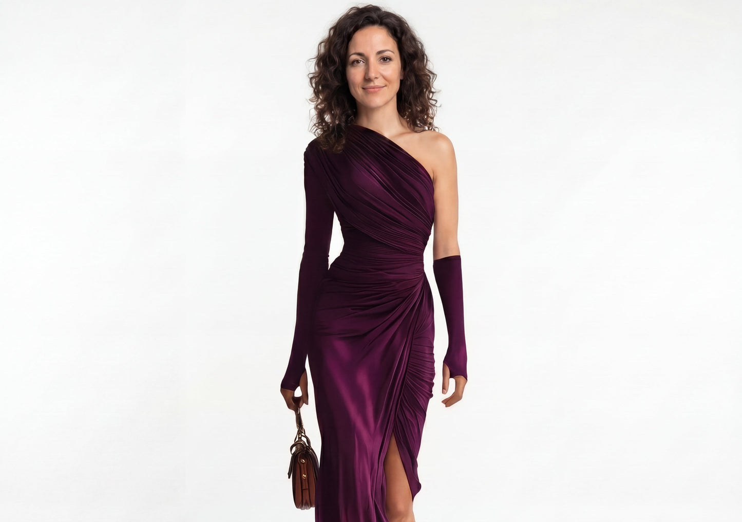 Rosalia - Vestido largo sexy morado con un solo hombro