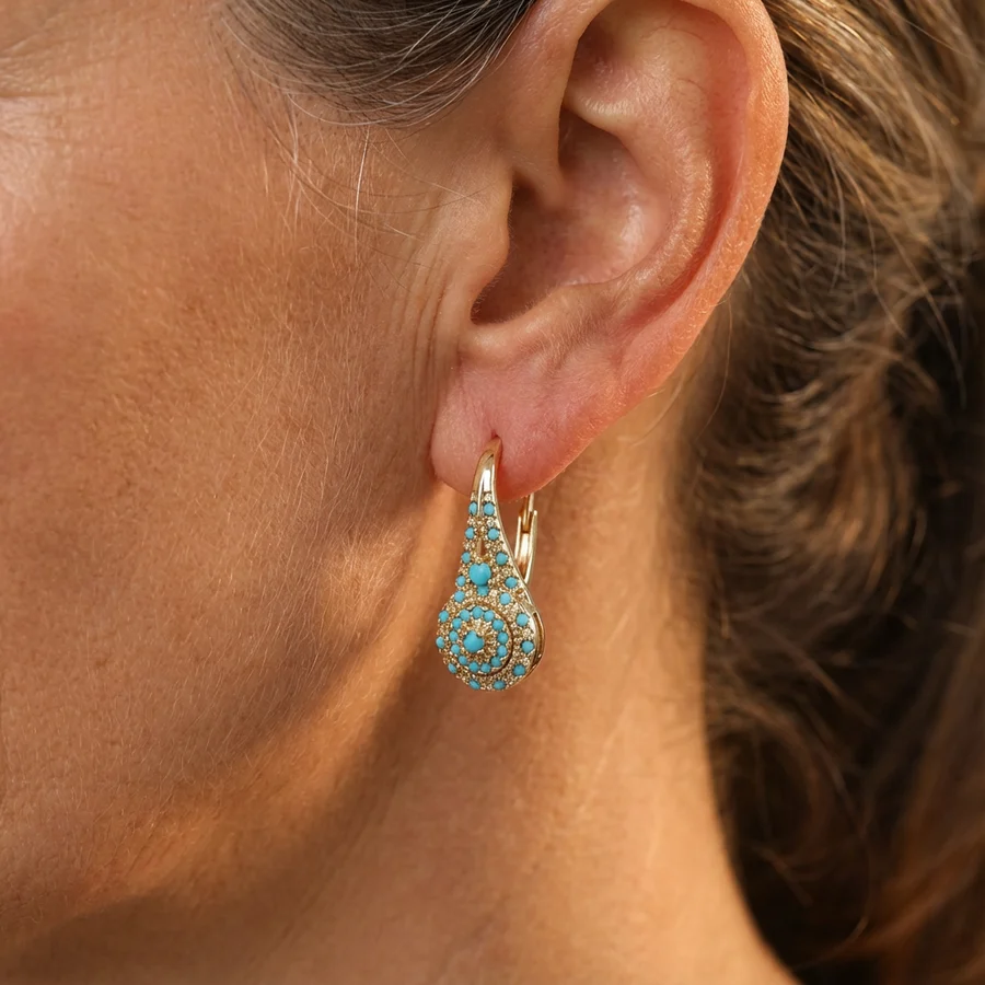 Pendientes de flores turquesa