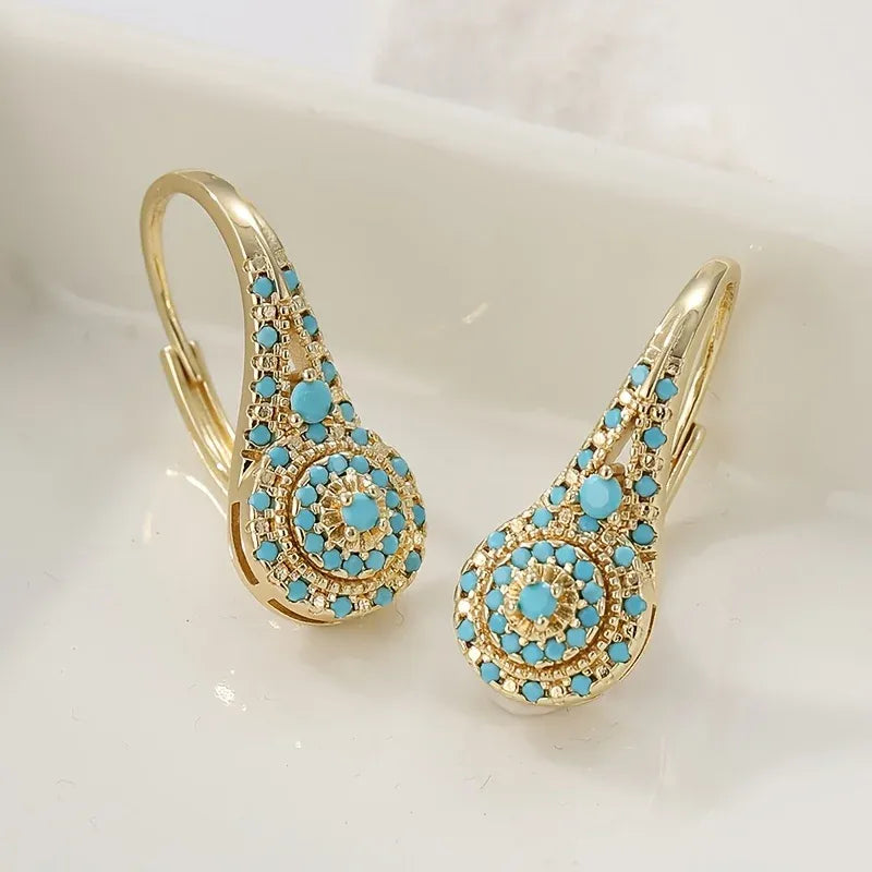 Pendientes de flores turquesa
