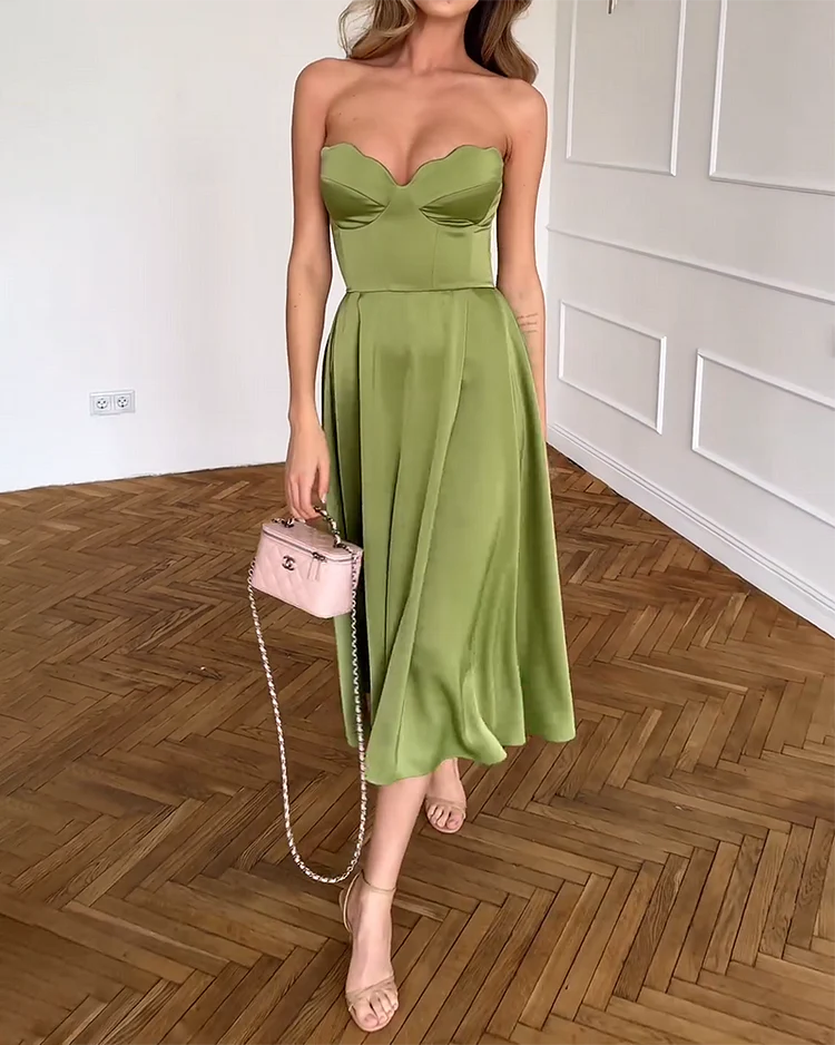 Claudia™ | Vestido midi elegante sin tirantes