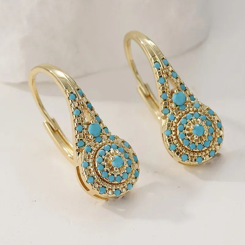 Pendientes de flores turquesa
